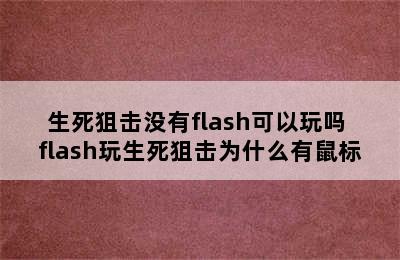 生死狙击没有flash可以玩吗 flash玩生死狙击为什么有鼠标